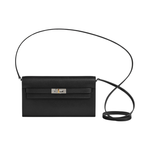 Hermes Kelly Classique To Go Wallet Chamkila Goatskin & Electrum Noir