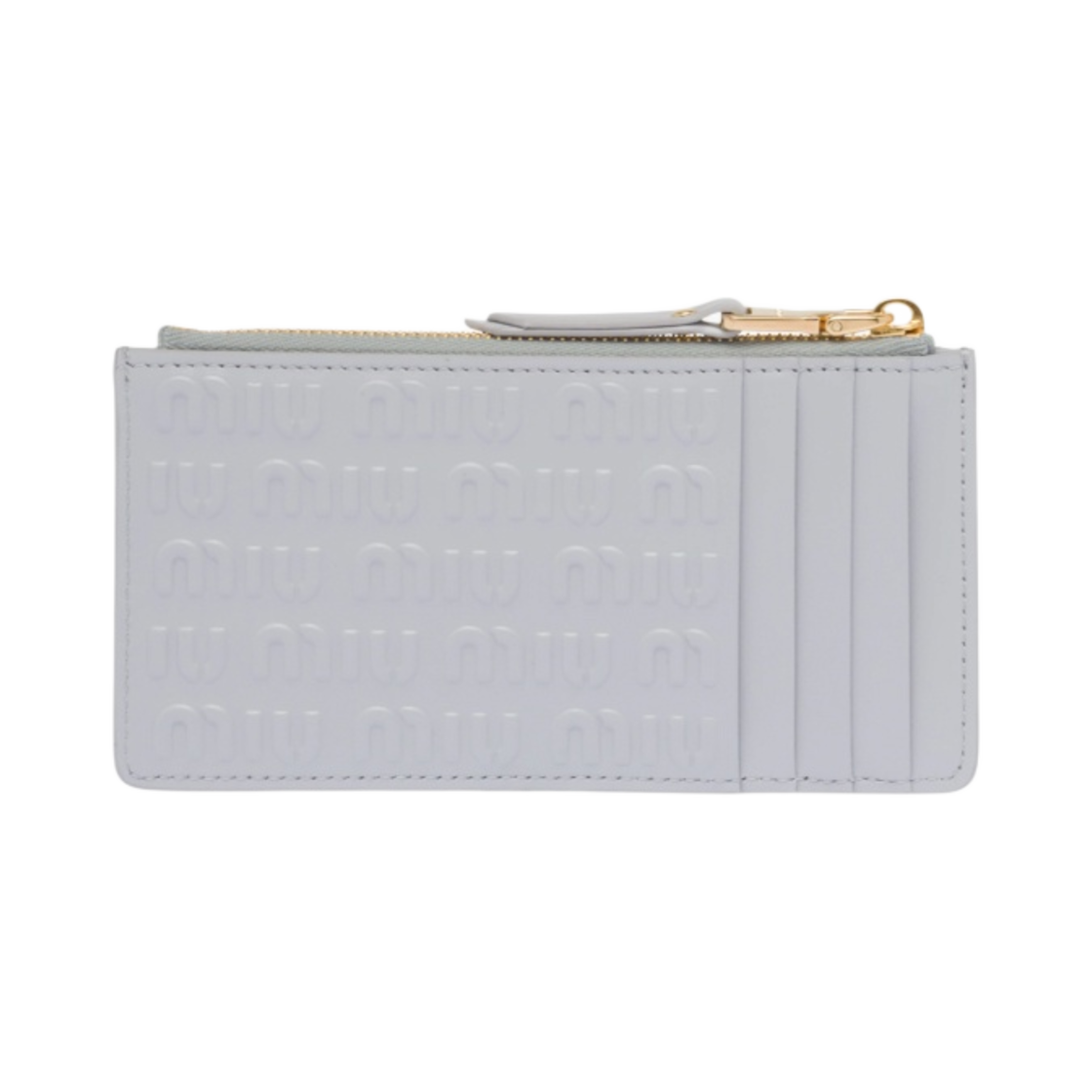 미우 미우 엠보스 레터링 로고 가죽 엔벨로프 지갑 콘플라워(Miu Miu Embossed Lettering Logo Leather Envelope Wallet Cornflower) - 3