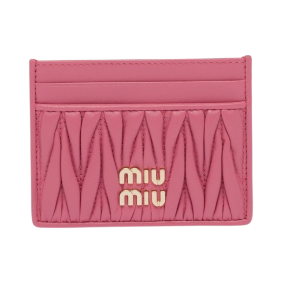 미우 미우 마테라쎄 나파 가죽 카드 홀더 베고니아 핑크(Miu Miu Matelasse Nappa Leather Card Holder Begonia Pink)