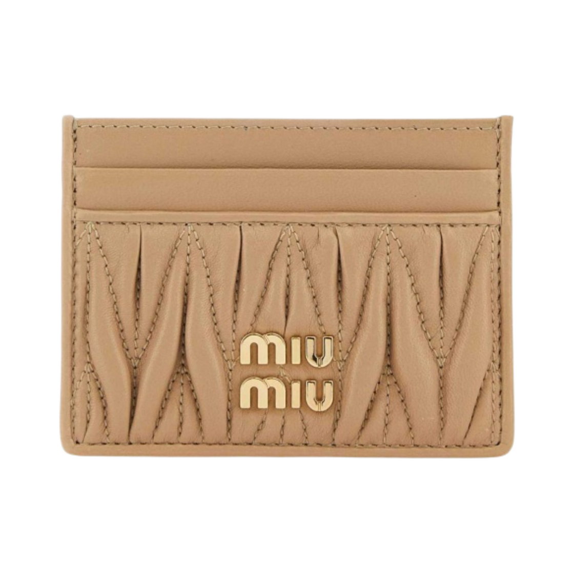 미우 미우 마테라쎄 나파 가죽 카드 홀더 샌드 베이지(Miu Miu Matelasse Nappa Leather Card Holder Sand Beige) - 1