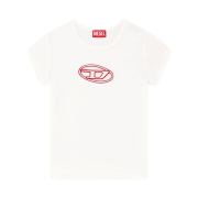 (W) Diesel T-Angie Peekaboo Logo T-Shirt White Red