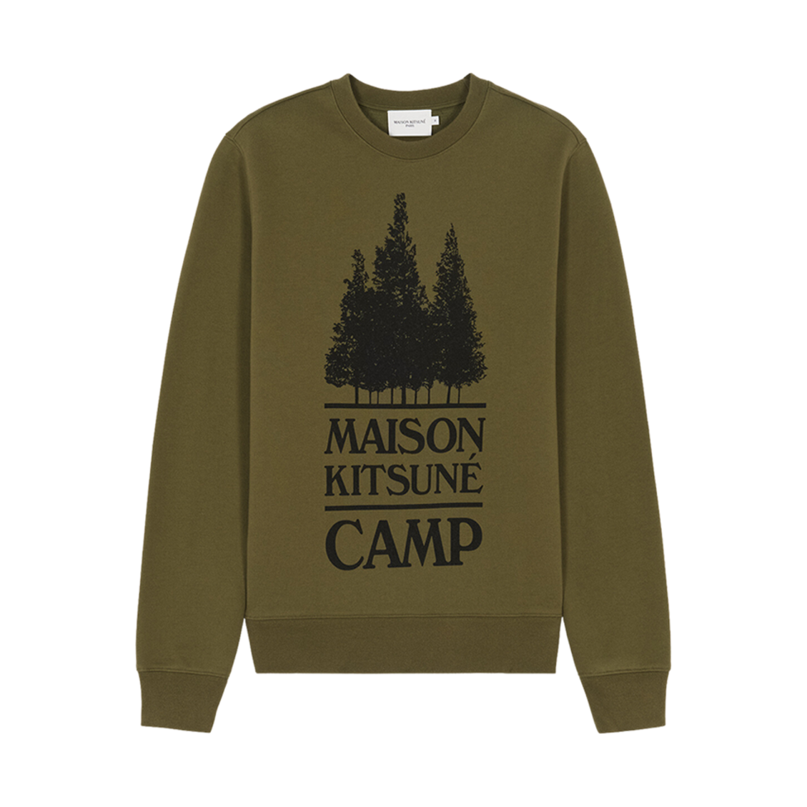메종 키츠네 맥시 MK 캠프 레귤러 스웨트셔츠 다크 카키(Maison Kitsune Maxi Mk Camp Regular Sweatshirt Dark Khaki) - 1