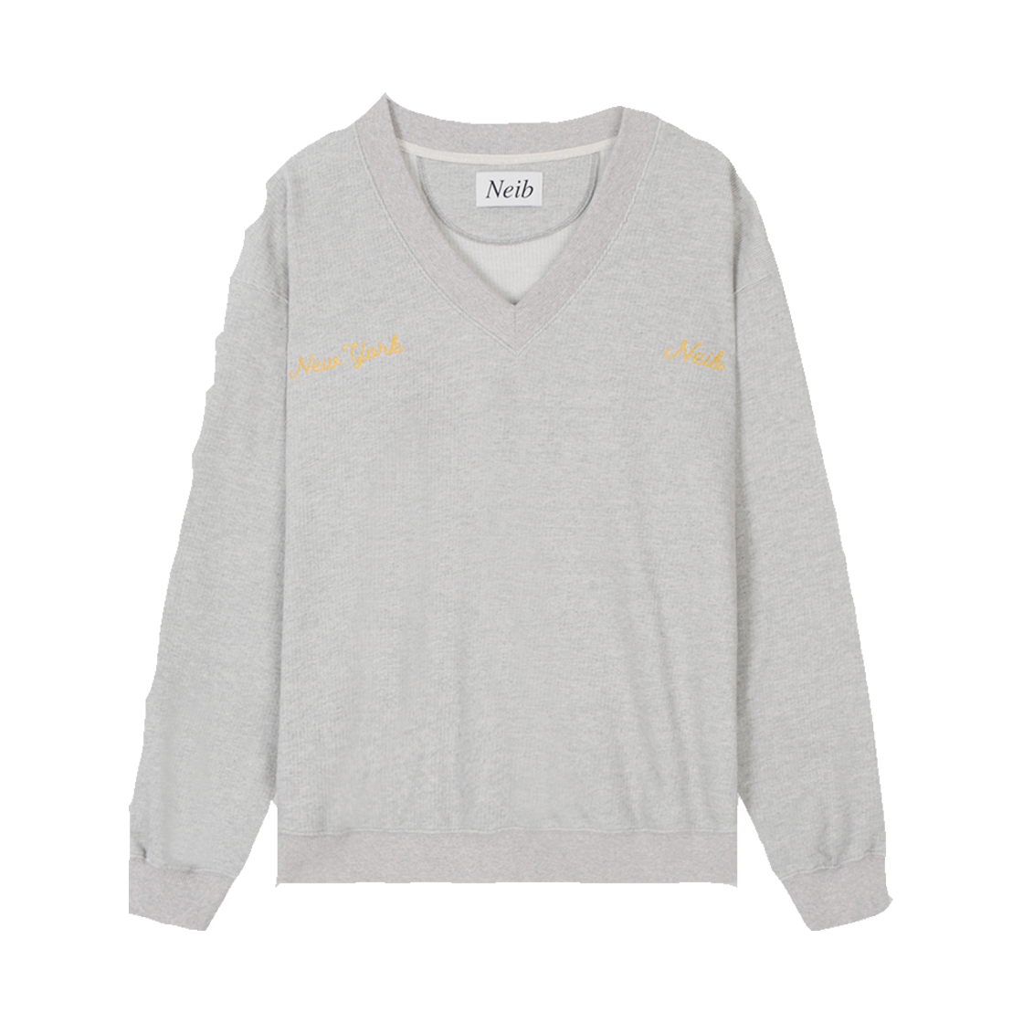 네이비 뉴욕 브이넥 코듀로이 스웻셔츠 멜란지그레이(Neib Newyork V-Neck Corduroy Sweatshirt Melange Grey)