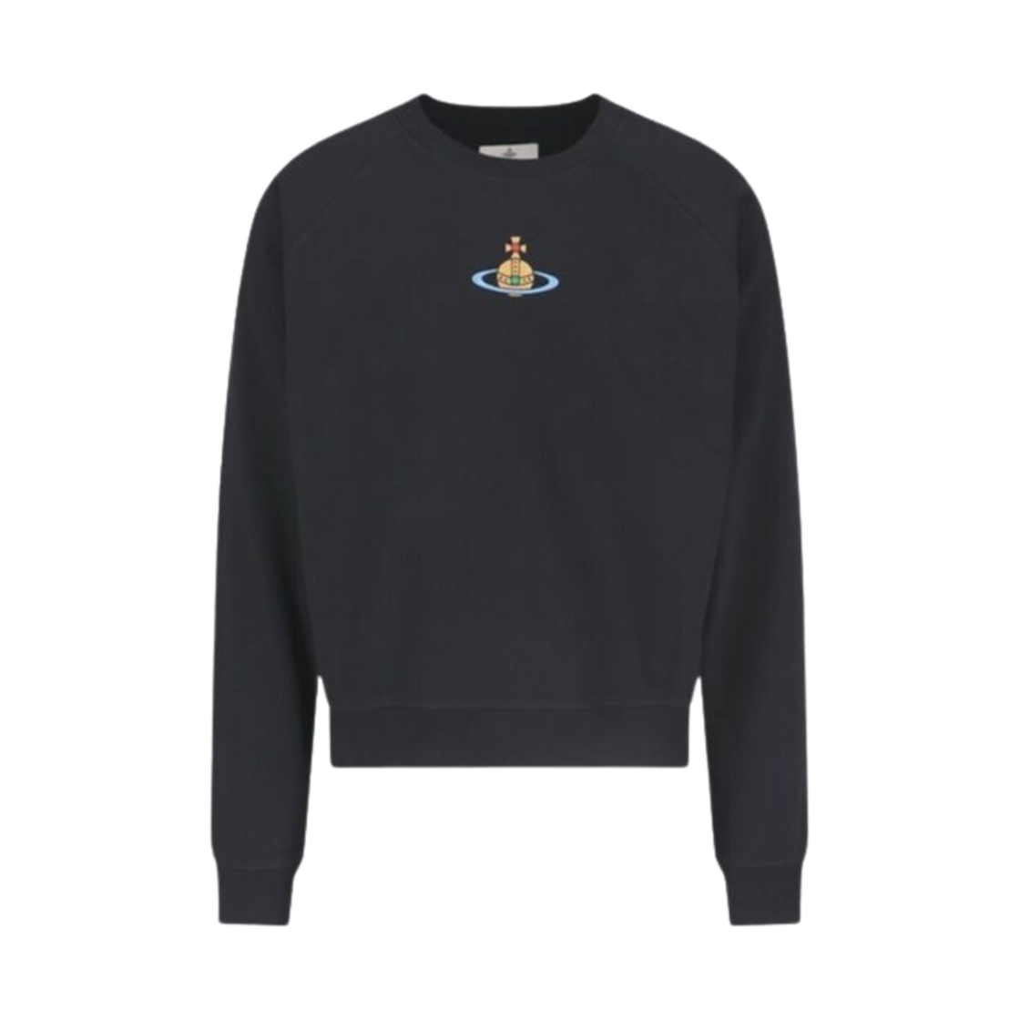 3I010004-J006O-N401 Vivienne Westwood Orb Embroidery Cotton Sweatshirt Black