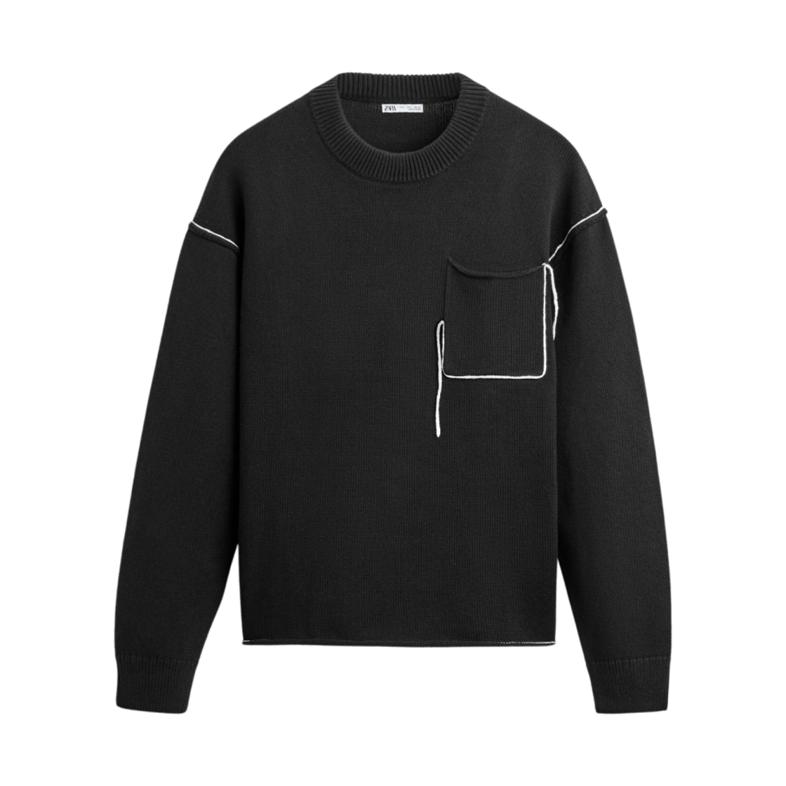 자라 스웨터 콘트라스팅 스트립 블랙(Zara Sweater with Contrasting Strip Black) - 1