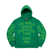 Supreme Team Flocked Hooded Sweatshirt Green - 23SS