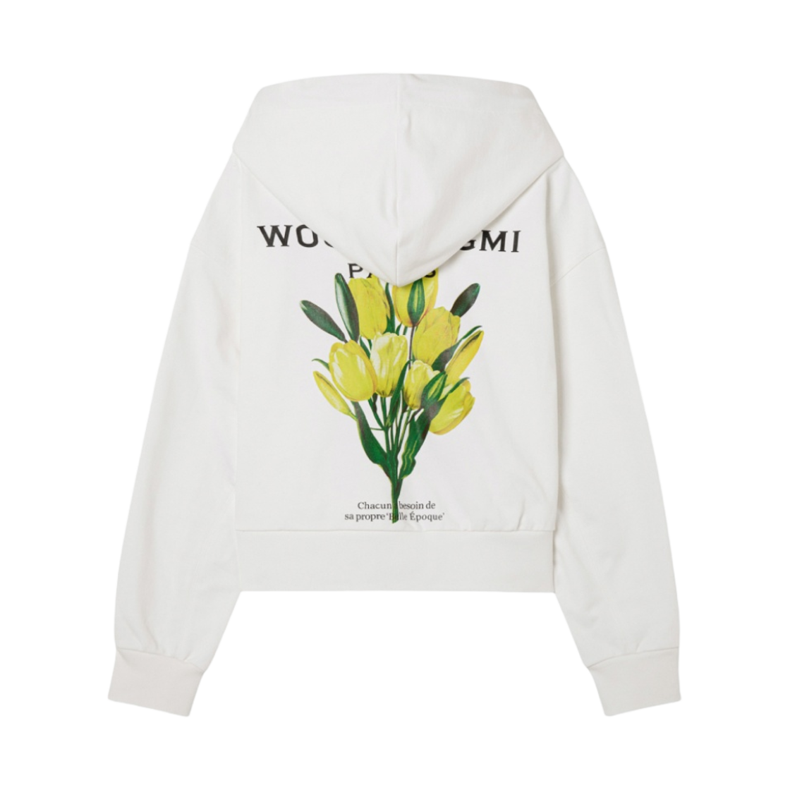 (W) 우영미 플라워 프린트 백로고 크롭 후드 화이트 - 22SS((W) Wooyoungmi Flower Print Back Logo Cropped Hoodie White - 22SS) - 1