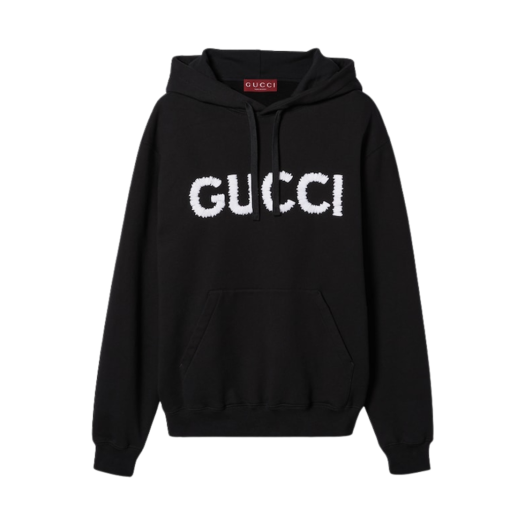Gucci Cotton Jersey Hooded Sweatshirt with Embroidery Black