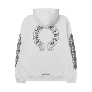 Chrome Hearts Horseshoe Floral Hoodie White