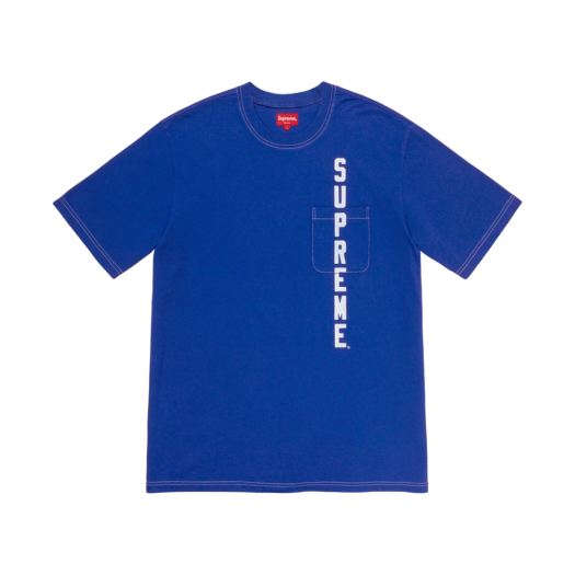 Supreme Contrast Stitch Pocket T-Shirt Light Royal - 20SS