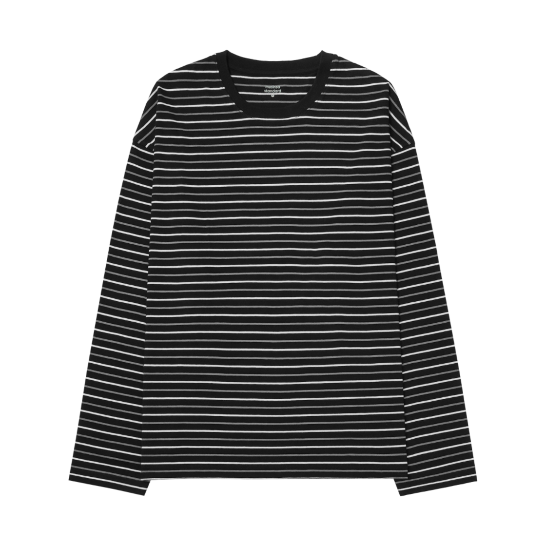 무신사 스탠다드 멀티 스트라이프 릴렉스드 롱슬리브 티셔츠 1 블랙 화이트(Musinsa Standard Multi-Stripe Relaxed Long Sleeve T-Shirt 1 Black White)
