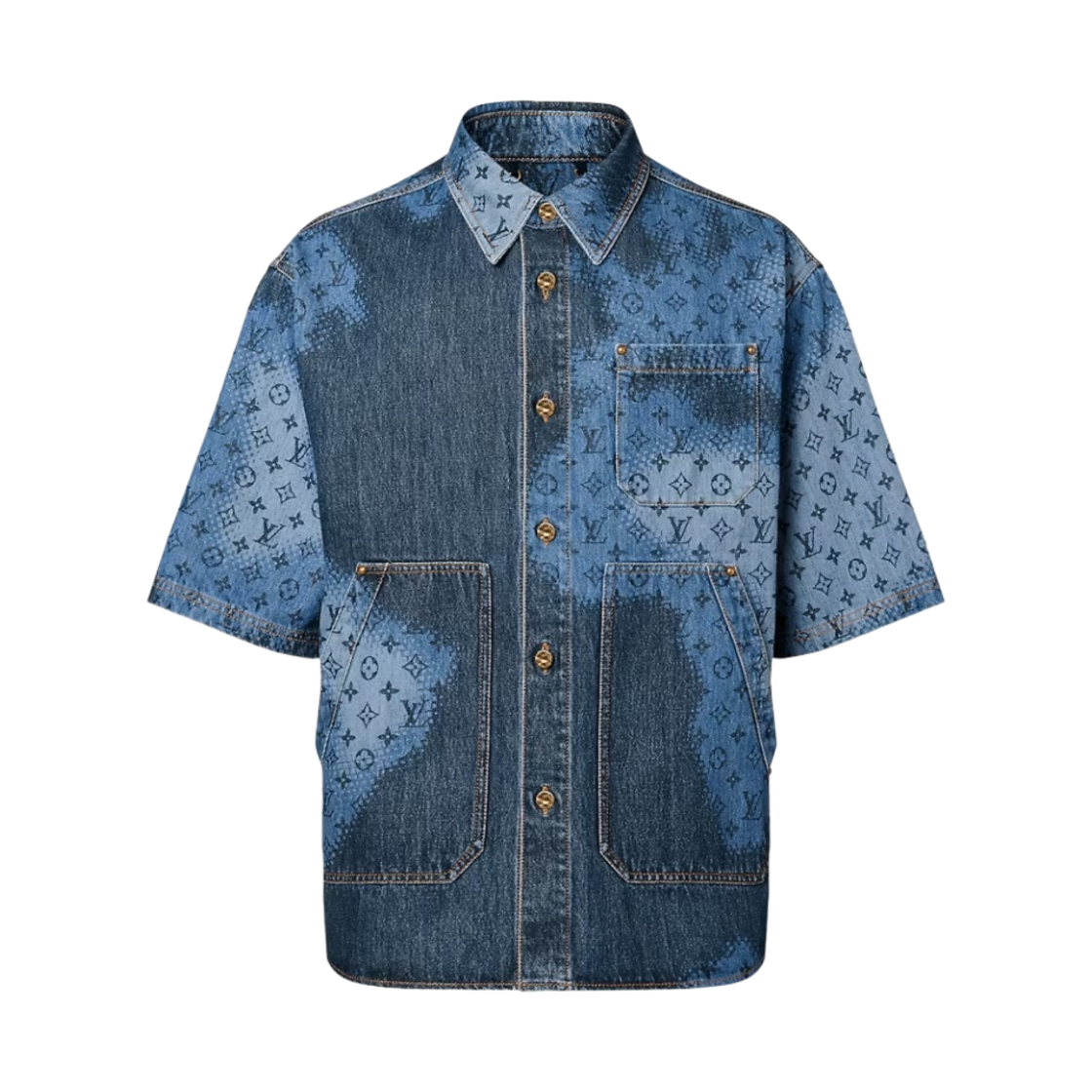 - Louis Vuitton Short Sleeved Denim Overshirt Indigo