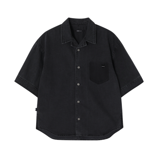 SH3SH821GY Songzio Zzero Open Collar Denim Half Shirt Grey
