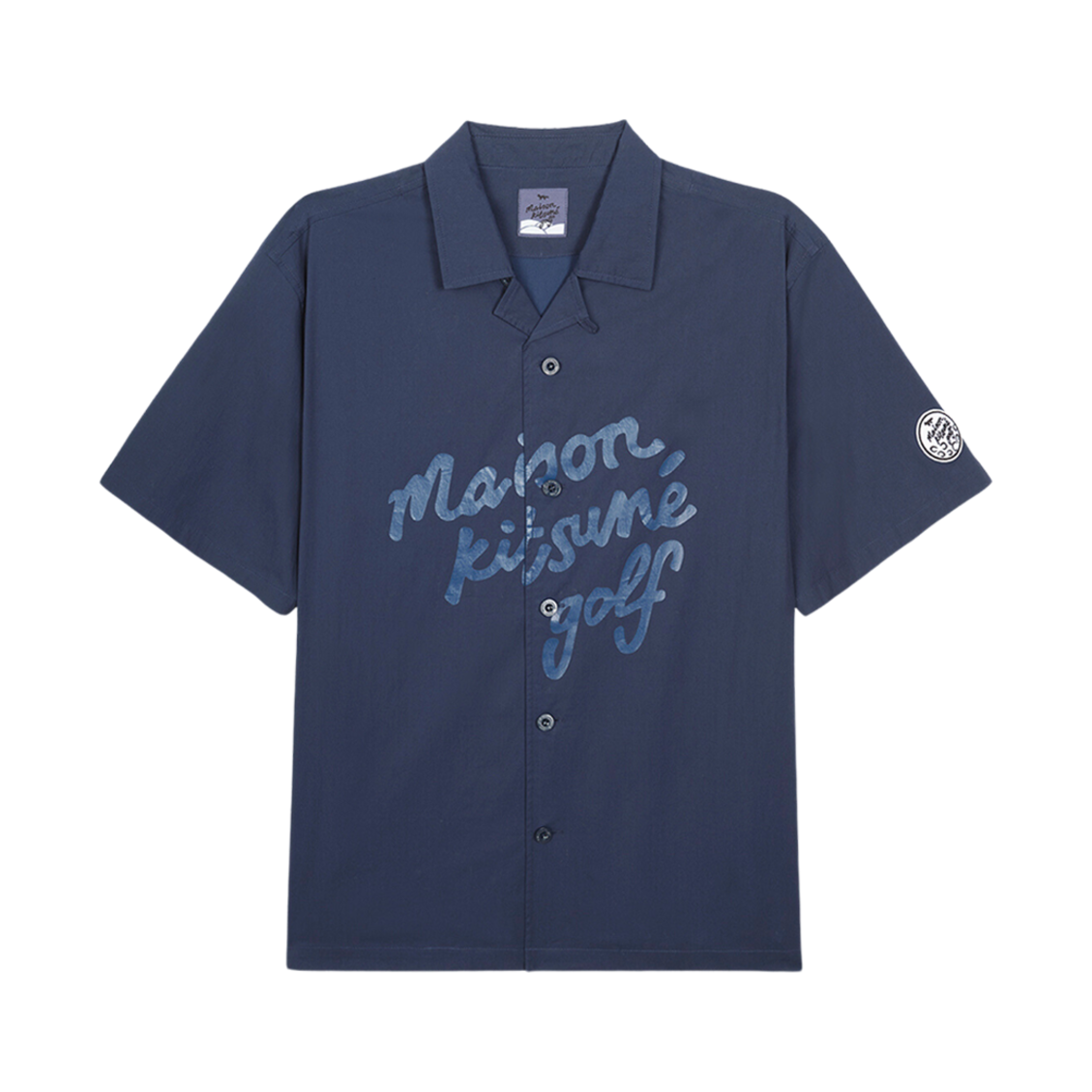메종 키츠네 스크립트 숏슬리브 셔츠 다크 네이비(Maison Kitsune Script Short Sleeve Shirt Dark Navy) - 1