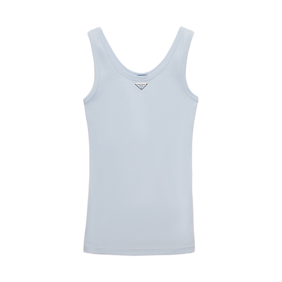 39576L-14L0-F0012 (W) Prada Ribbed Knit Top Sky Blue
