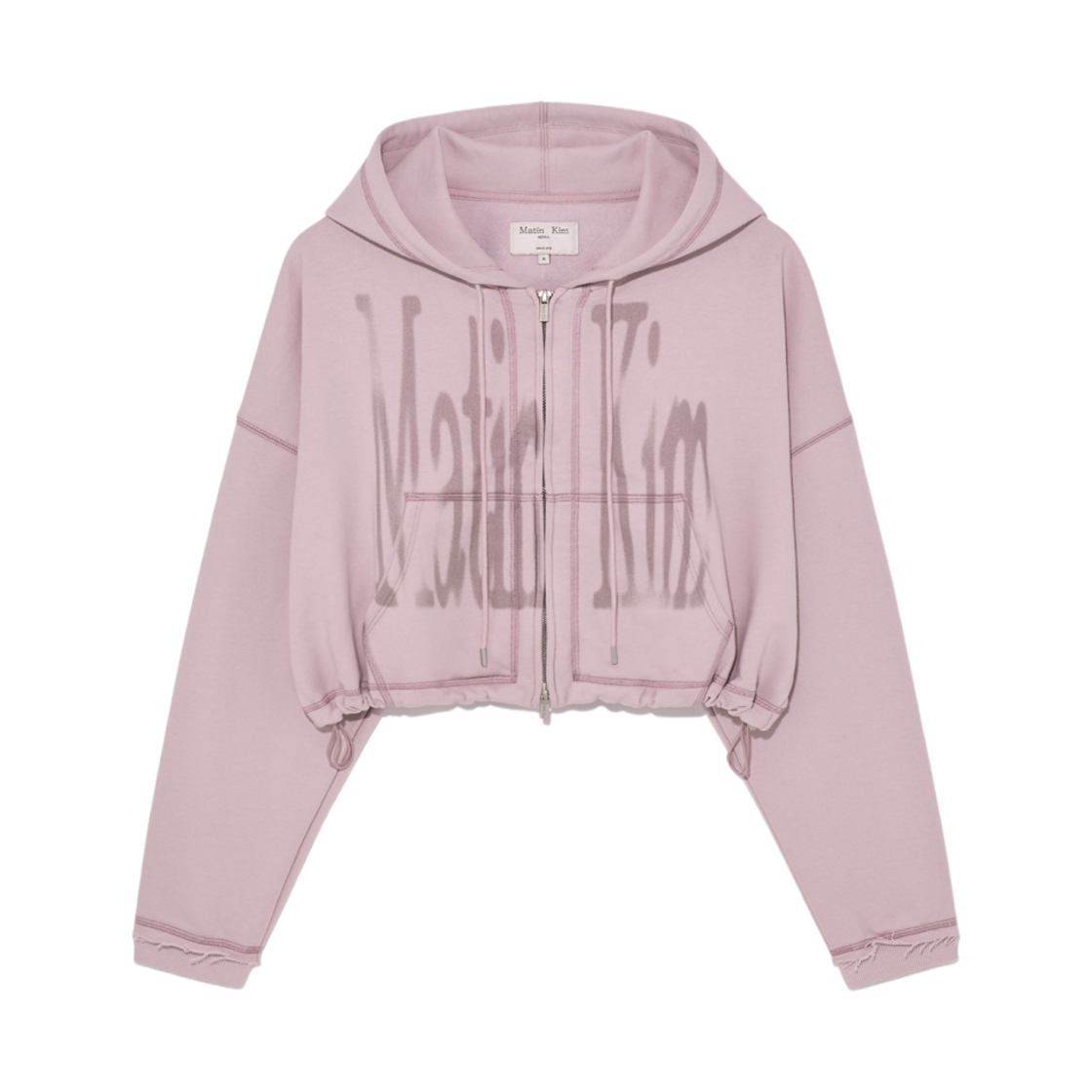 W) 마뗑킴 빅 로고 크롭 후디 집업 라이트 핑크 | Matin Kim | KREAM