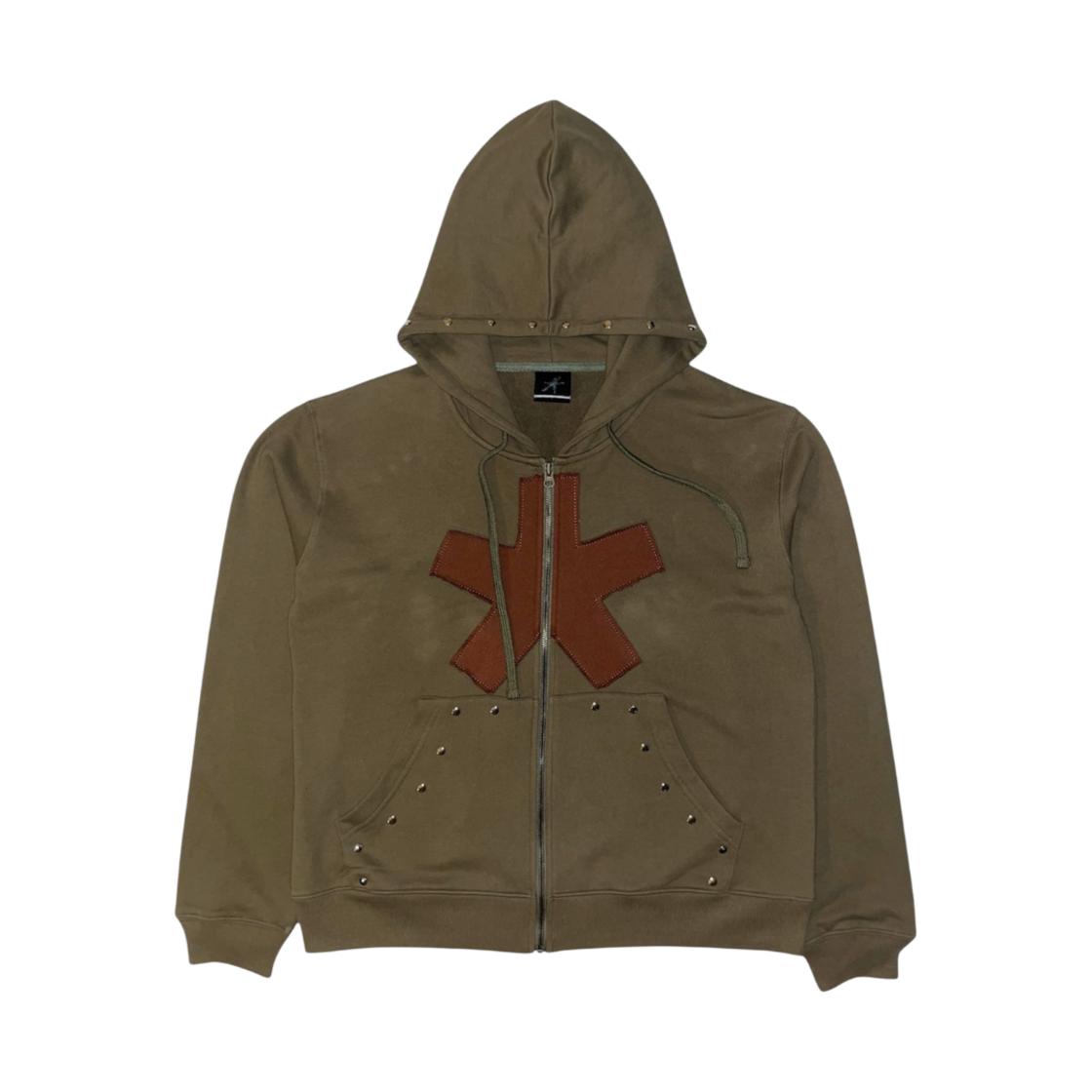 스모크어스타스타 패치 후드집업 카키(Smokeastar Star Patched Hoodie Zip-Up Khaki)