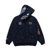 BAPE x Alpha Industries Shark Full Zip Hoodie Navy
