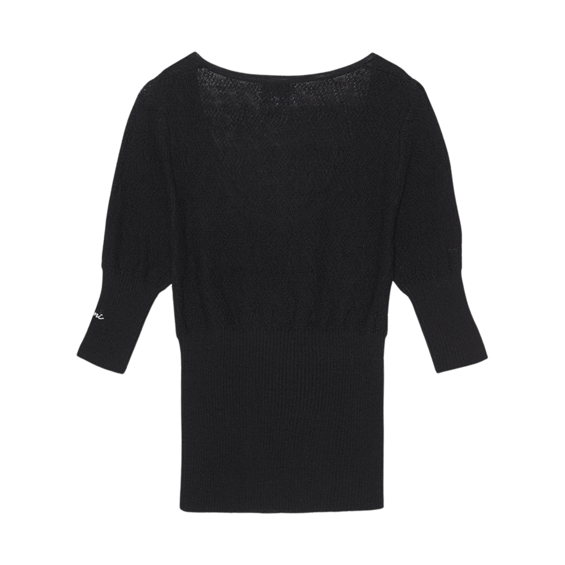 (W) 가니 메리노 레이스 오넥 블랙((W) Ganni Merino Lace O-Neck Black) - 2