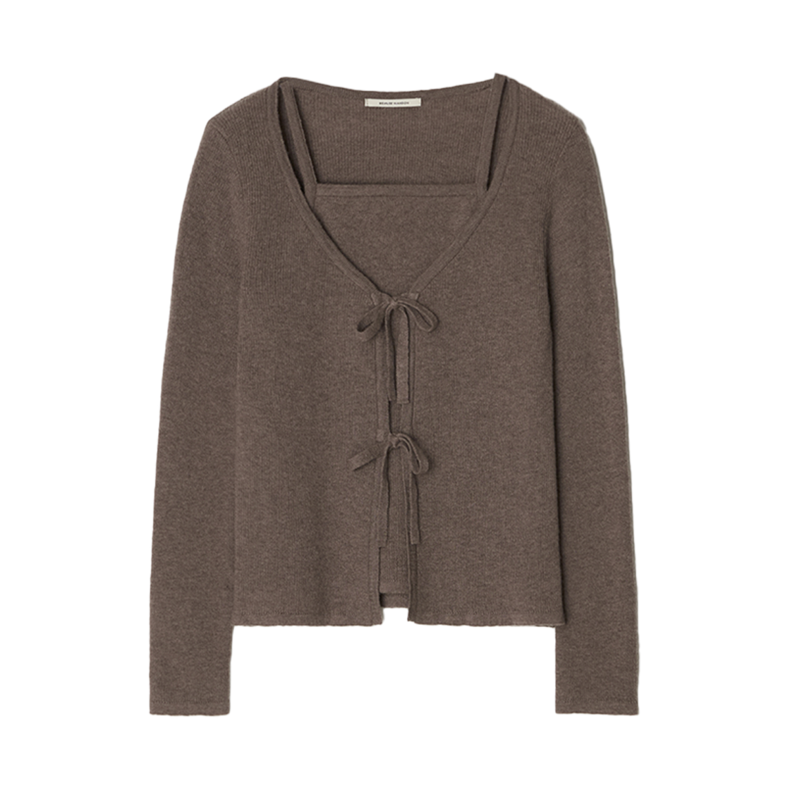 비뮤즈맨션 리본 레이어드 가디건 코코아(BEMUSE MANSION Ribbon layered cardigan Cocoa)