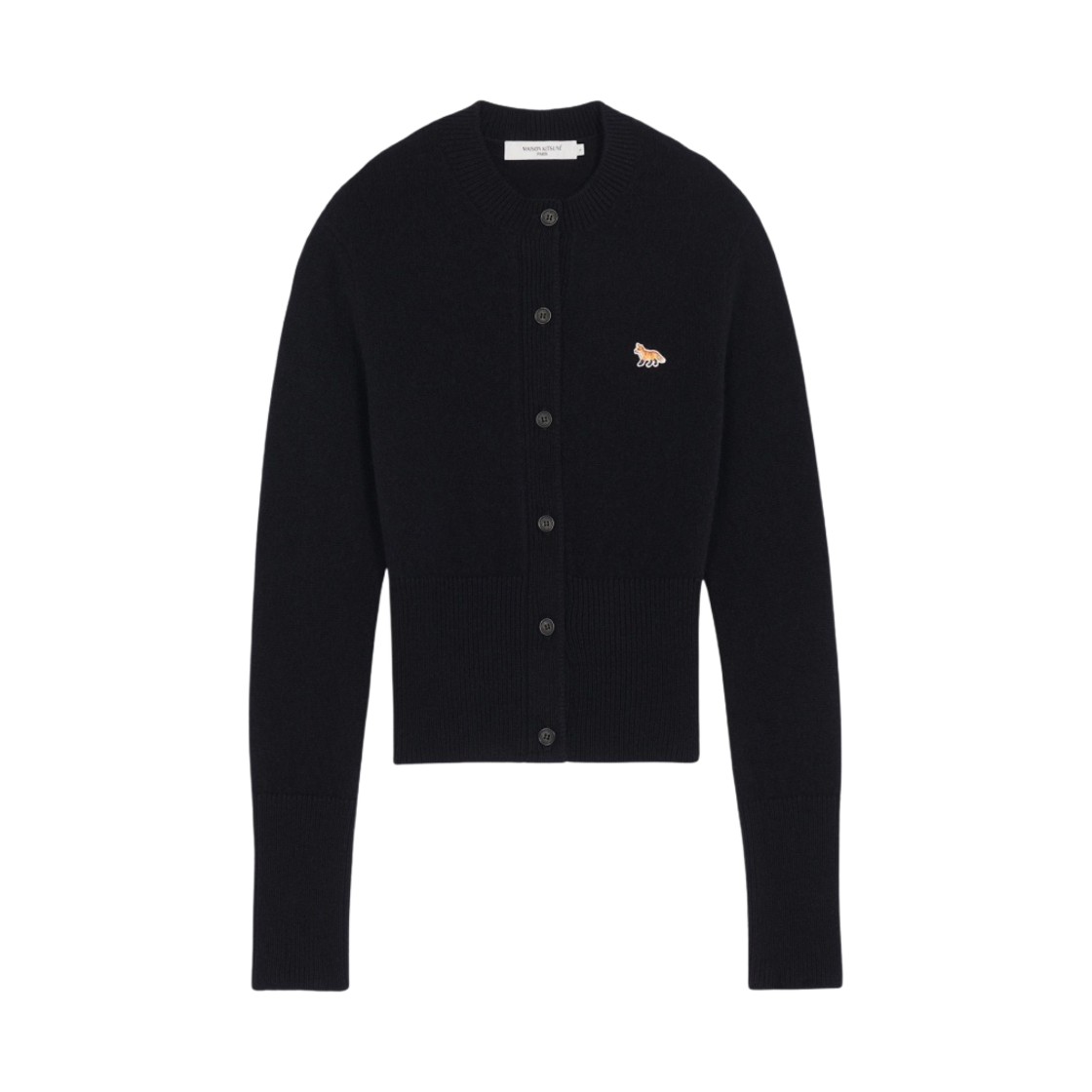 (W) 메종 키츠네 베이비 폭스 패치 라운드넥 피티드 가디건 네이비((W) Maison Kitsune Baby Fox Patch R-Neck Fitted Cardigan Navy) - 1