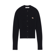 (W) Maison Kitsune Baby Fox Patch R-Neck Fitted Cardigan Navy