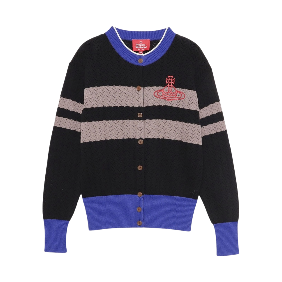 (W) 비비안 웨스트우드 레드 라벨 오픈 워크 스포크 니트 가디건 블랙((W) Vivienne Westwood Red Label Open Work Spoke Knit Cardigan Black) - 1