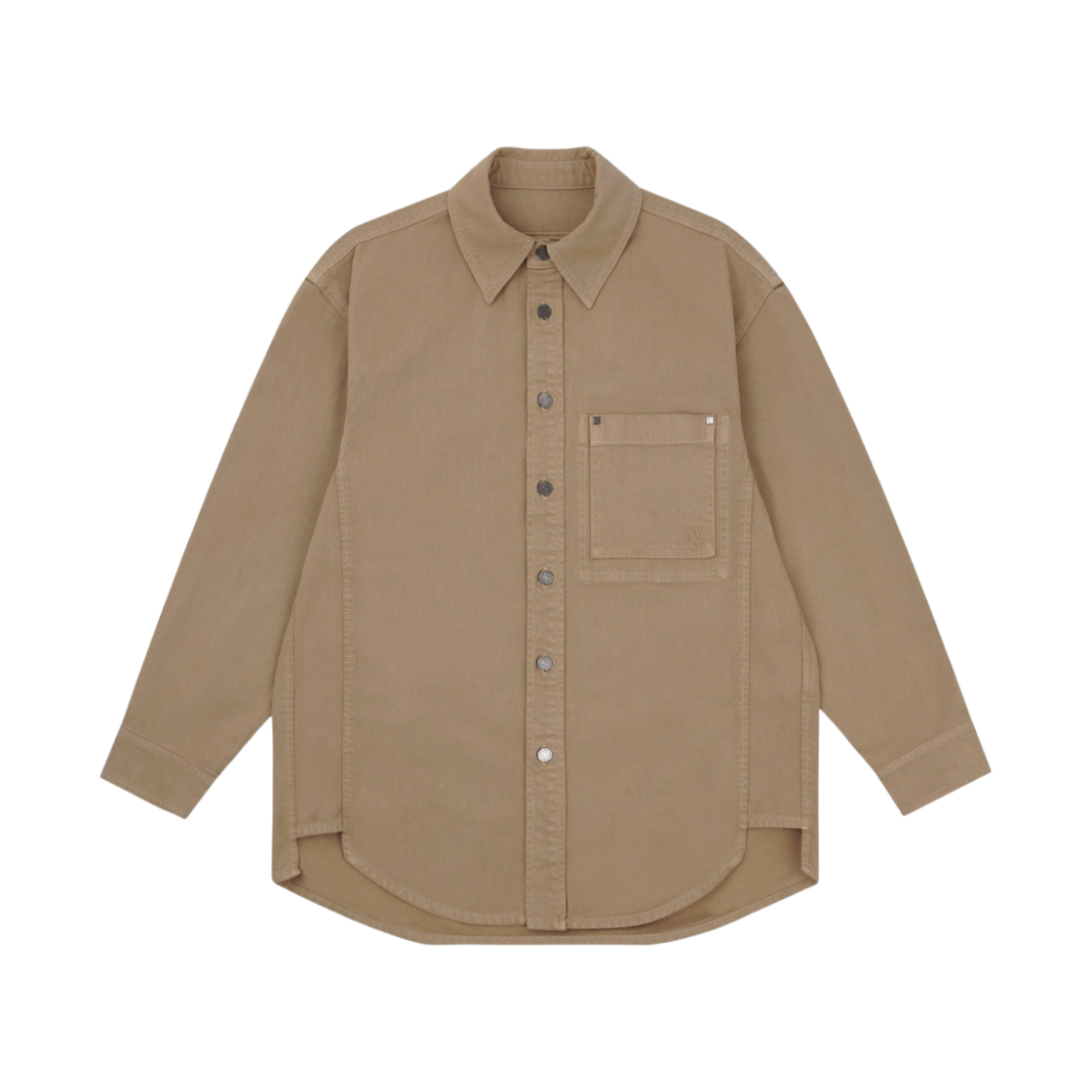 우영미 코튼 백로고 셔츠 카멜 - 22FW