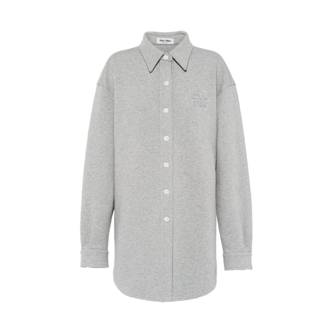 (W) 미우 미우 자수 로고 오버사이즈 코튼 셔츠 그레이