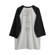 Our Legacy Mix Raglan 3/4 Sleeve Stone Paper Scissors Patch Black Grey