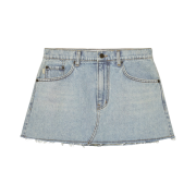 (W) Glowny 91 Mid-Rise Denim Skirt Light Blue