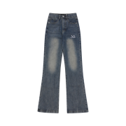 MUCENT Timber Washing Boots Cut Denim Pants Graish Mid Blue