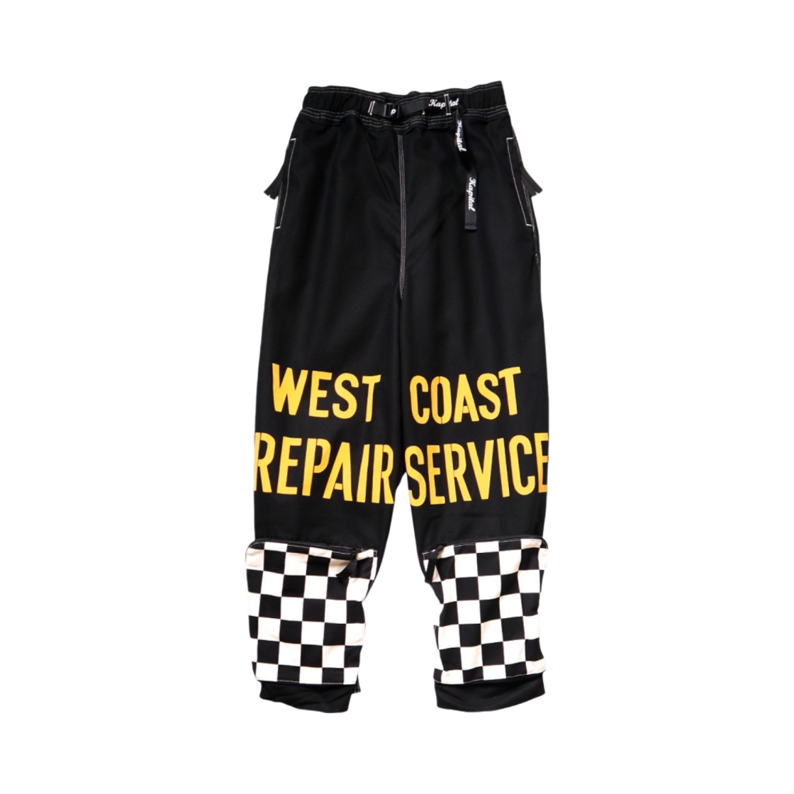 캐피탈 씬 캔버스 웨이스트 리페어 맨 트랙 팬츠 (레이스 버전) 블랙(Kapital Thin Canvas Waist Repair Man Track Pants (Race Ver) Black)