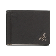 Prada Saffiano Leather Money Clip Wallet Black