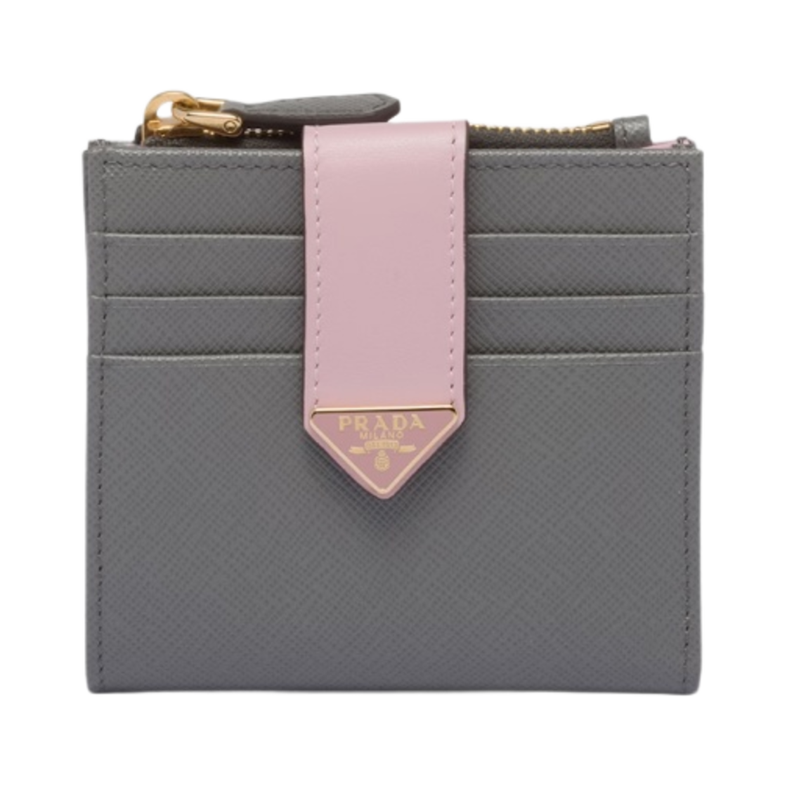 프라다 스몰 사피아노 레더 반지갑 슬레이트 그레이 앨러배스터 핑크(Prada Small Saffiano Leather Wallet Slate Gray Alabaster Pink) - 1