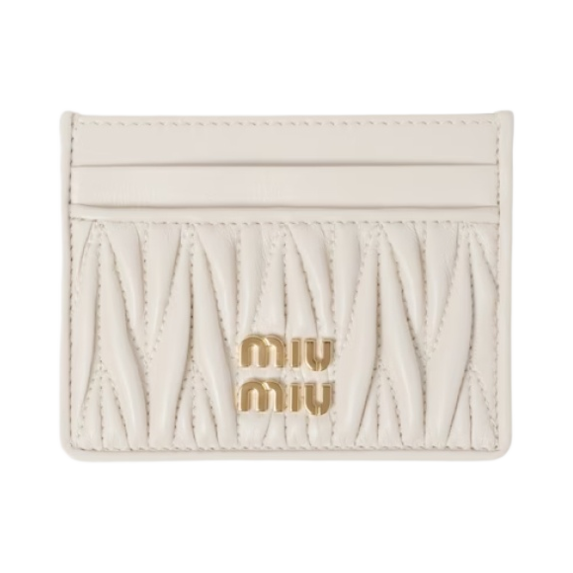 미우 미우 마테라쎄 나파 가죽 카드 홀더 화이트(Miu Miu Matelasse Nappa Leather Card Holder White) - 1