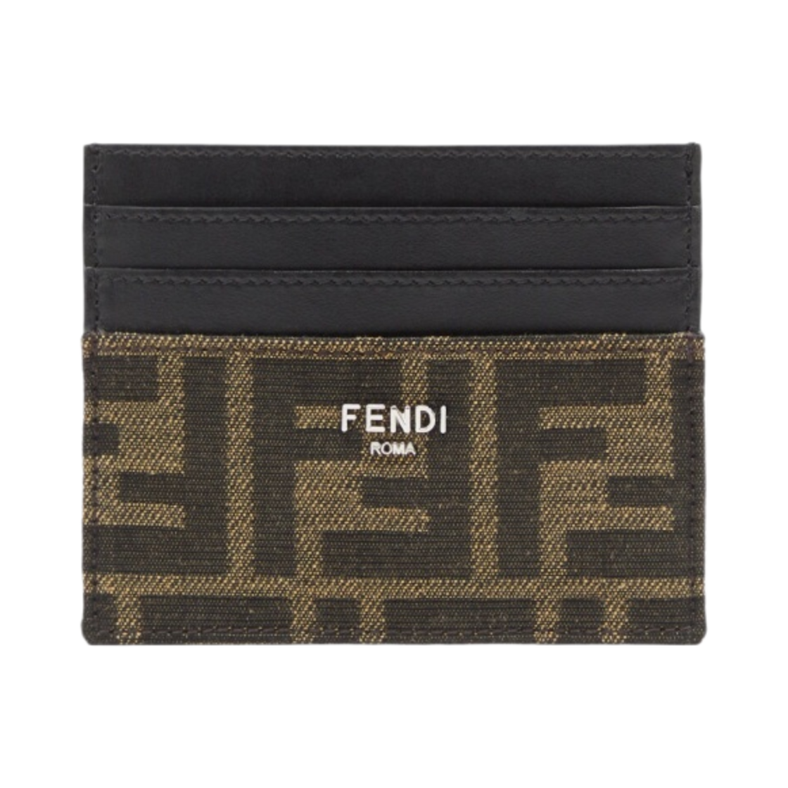 7M0164ALWKF0L3T Fendi FF Fabric Card Holder Brown