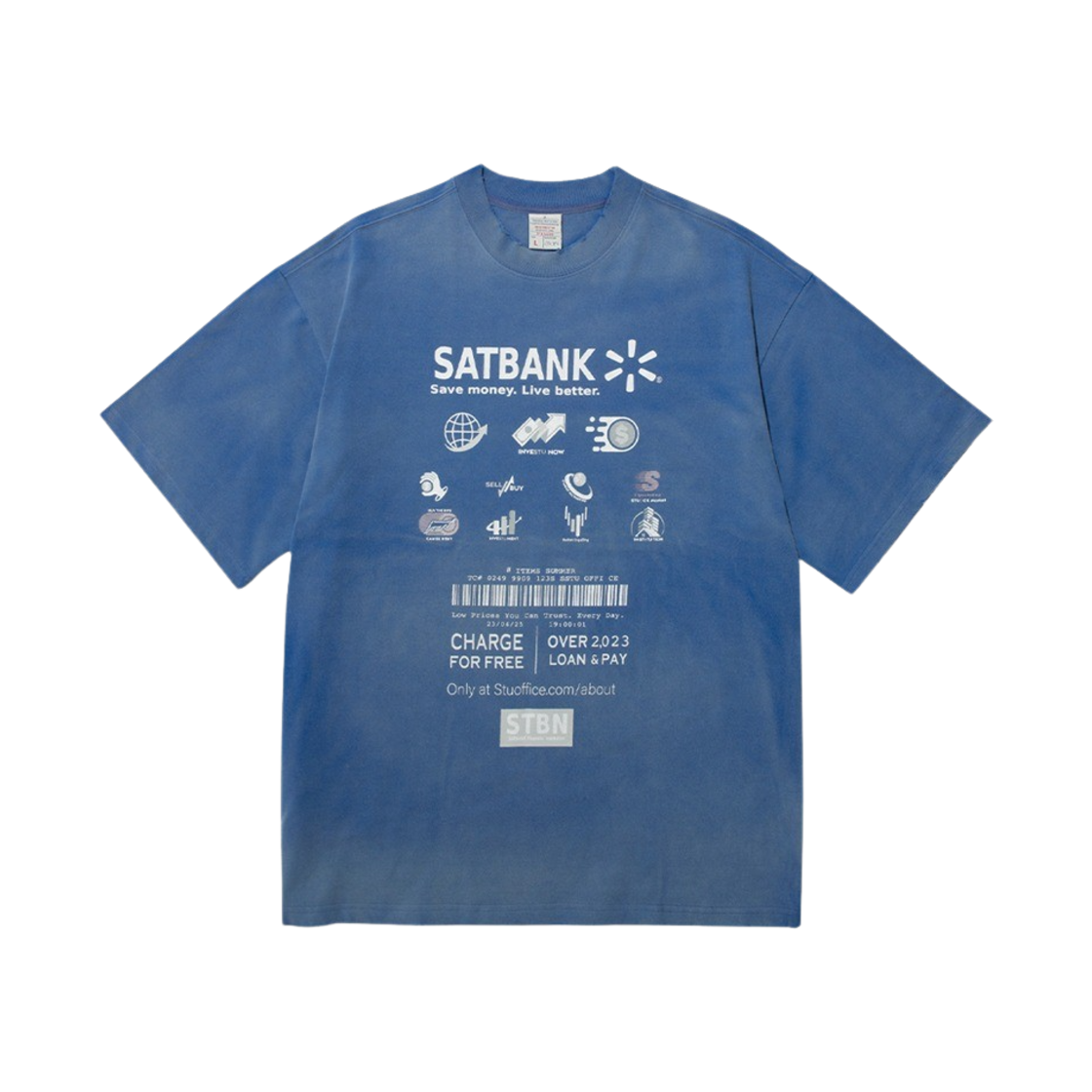 [KREAM 단독] 에스티유 스프레이 뱅크 프린팅 티셔츠 블루