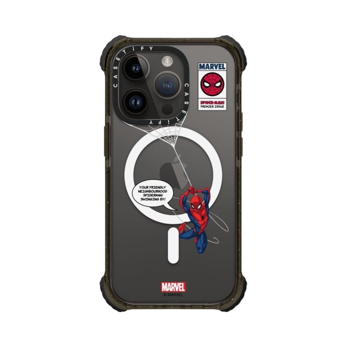 케이스티파이 x 마블 아이폰 스파이더맨 스윙 맥세이프 울트라 임팩트 케이스 클리어 블랙(Casetify x Marvel iPhone Spider-Man Swinging Magsafe Ultra Impact Case Clear Black) - 3