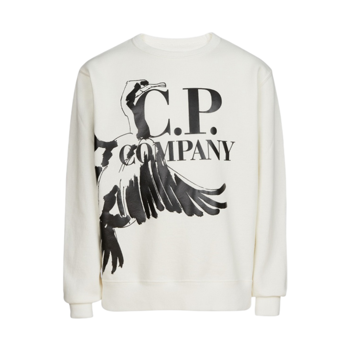 (키즈) C.P. 컴퍼니 U16 베이직 플리스 버드 스웨트셔츠 거즈 화이트 - 23SS((Kids) C.P. Company U16 Basic Fleece Bird Sweatshirt Gauze White - 23SS) - 1