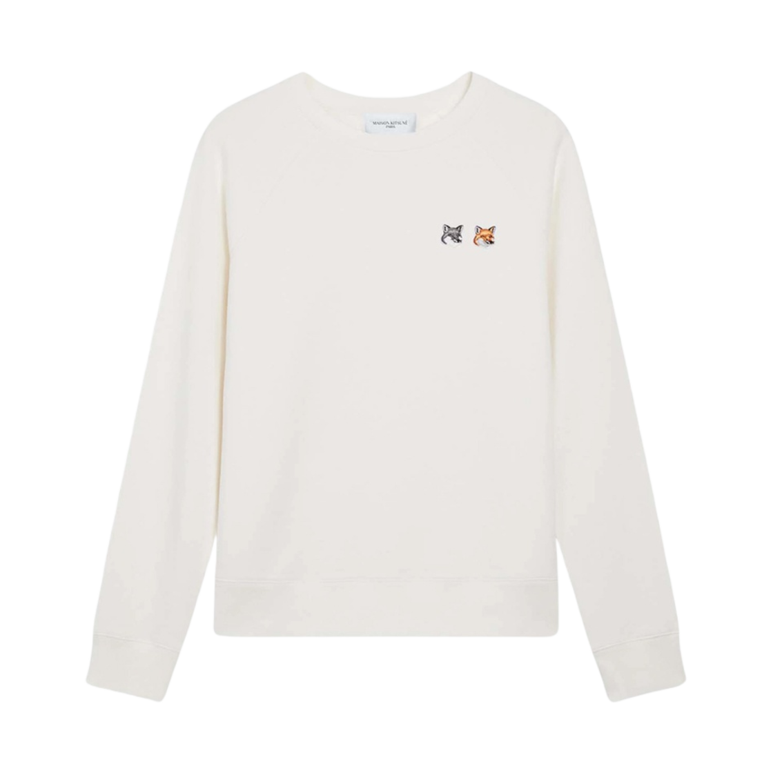 FM00358KM0002-P700 Maison Kitsune Double Fox Head Patch Classic Sweatshirt Ecru