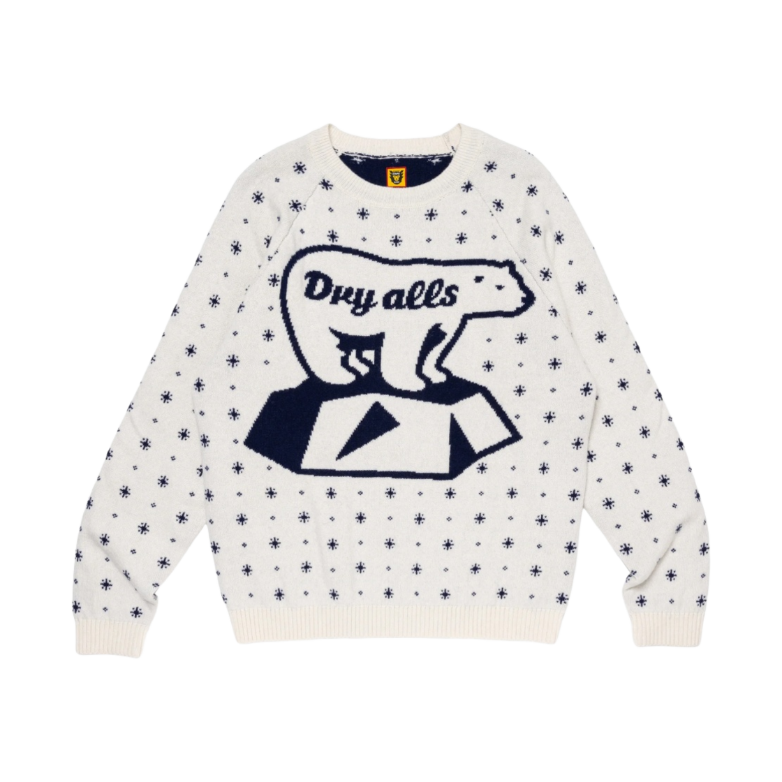 HM26CS037 Human Made Polar Bear Jacqurd Knit Sweater White