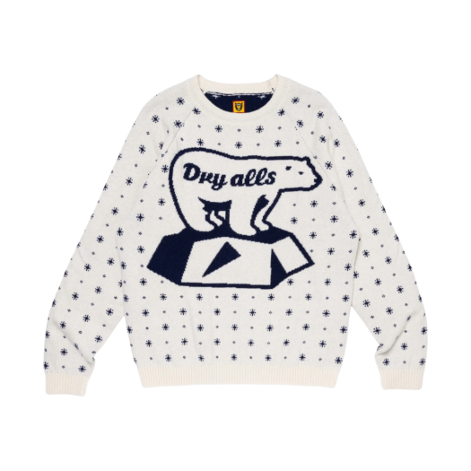 Human Made Polar Bear Jacqurd Knit Sweater White