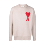 AMI de Coeur Oversize Intarsia Sweater Beige - 21FW