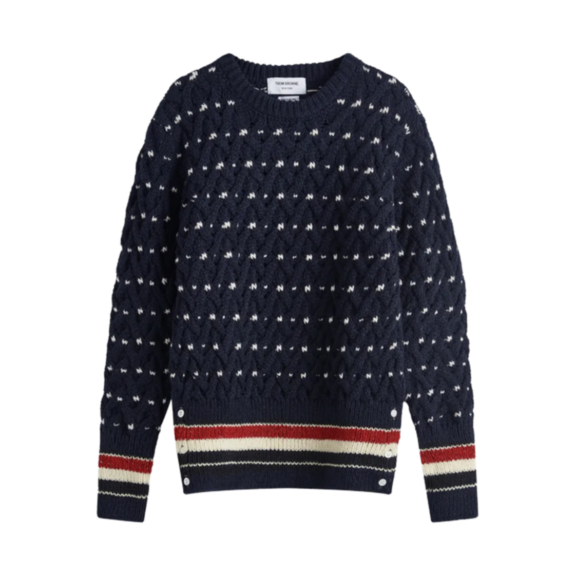 MKA510B-Y1506-415 Thom Browne Crewneck Cable Knit Navy