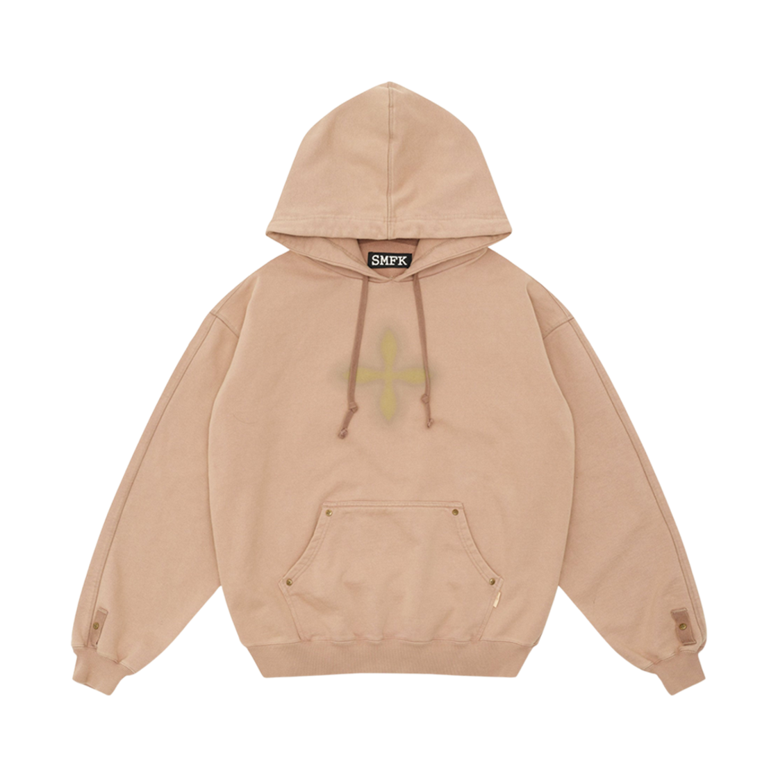 CH006LT (W) SMFK Compass Classic Cross Graffiti Hoodie  Latte