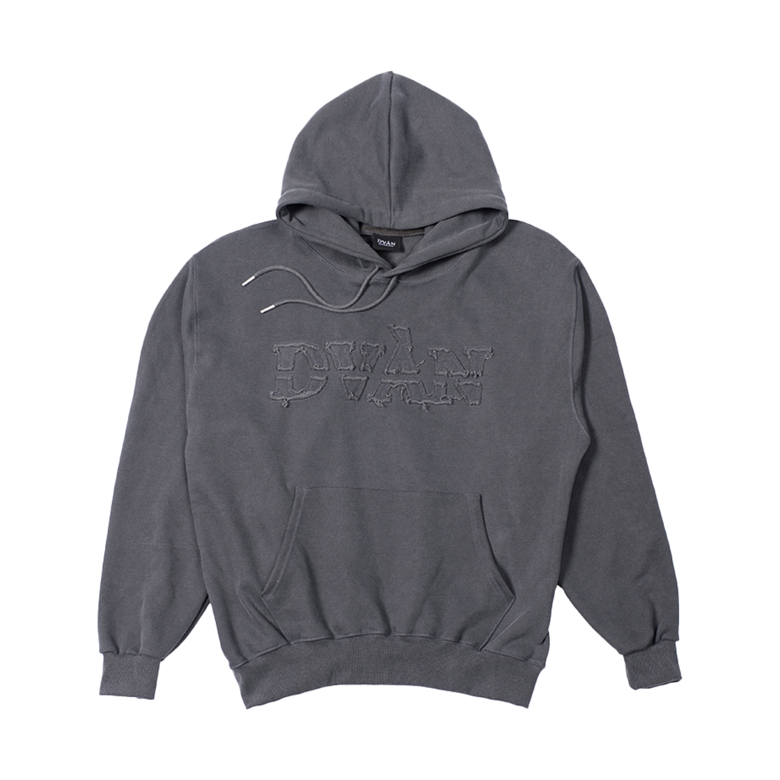 41 DVAN Damaged Emb Pigment Hoodie Charcoal