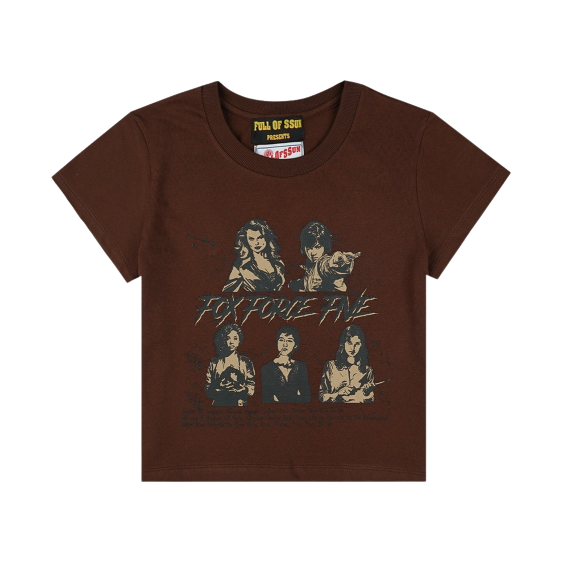 풀오브썬 폭스 폭스 파이브 크롭 티셔츠 브라운
