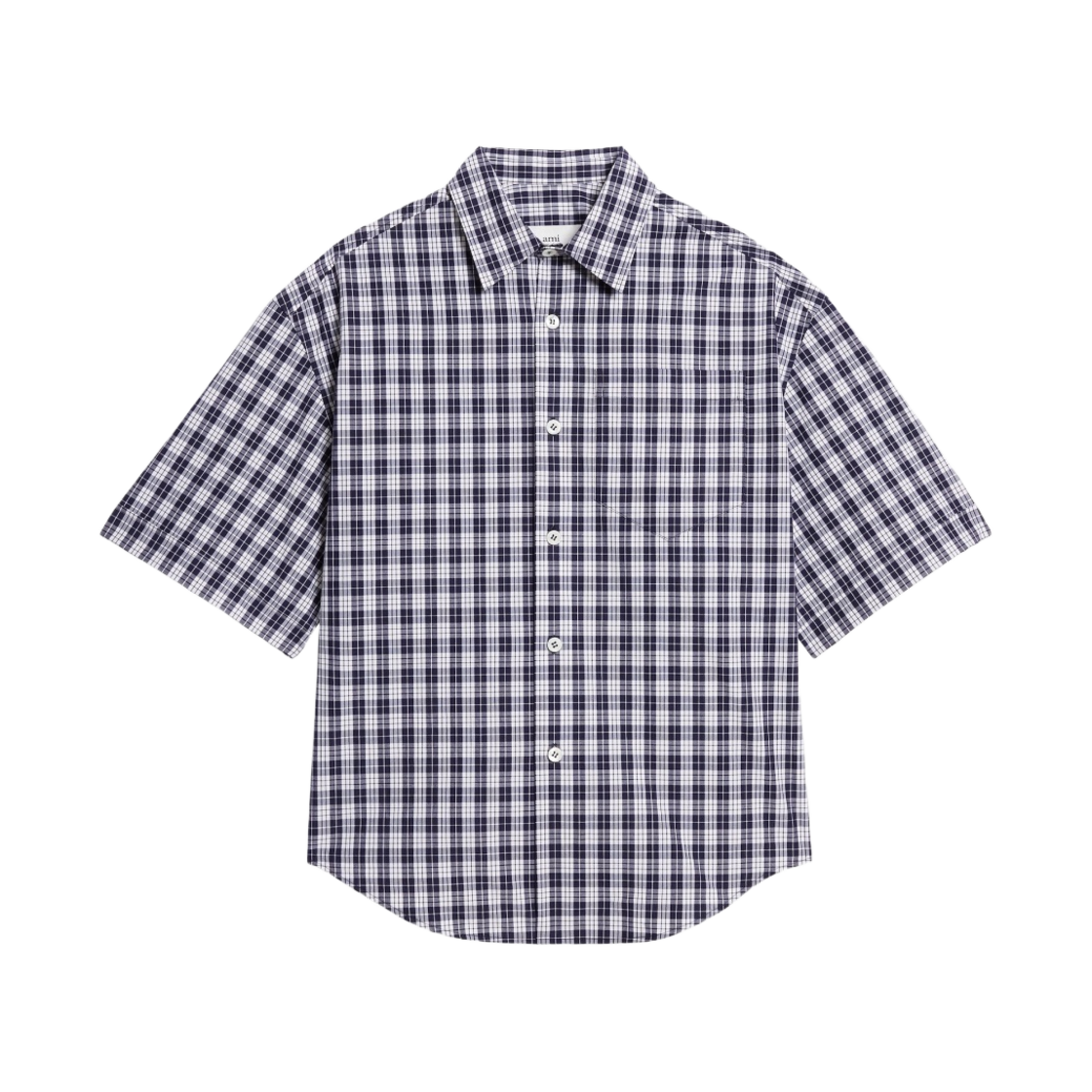 아미 숏슬리브 박시 핏 셔츠 노틱 블루 내츄럴 화이트(AMI Short Sleeves Boxy Fit Shirt Nautic Blue Natural White) - 1