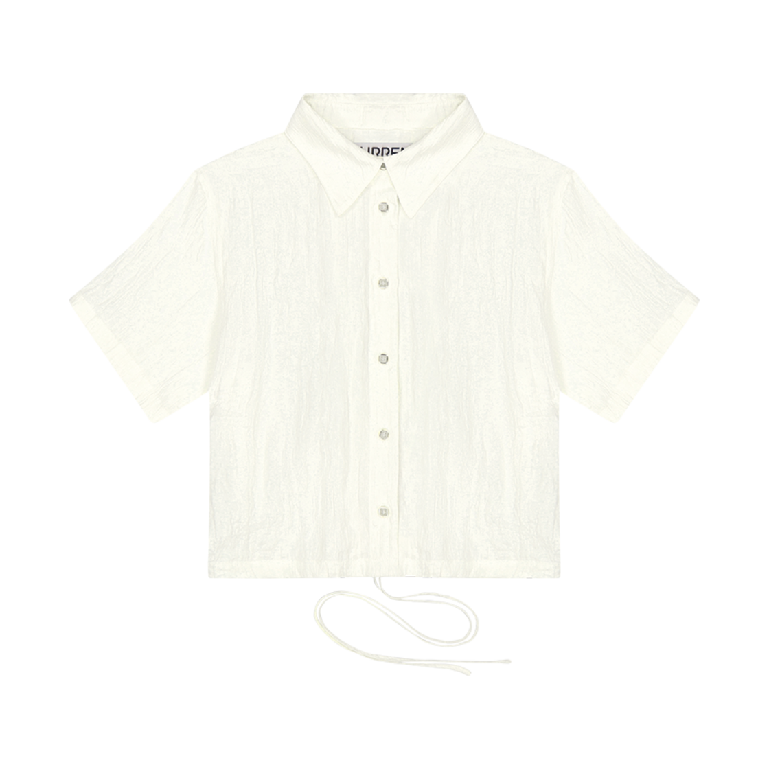 P0000DCZ_5 Current Solid Strap Detail Crop Shirt Ivory